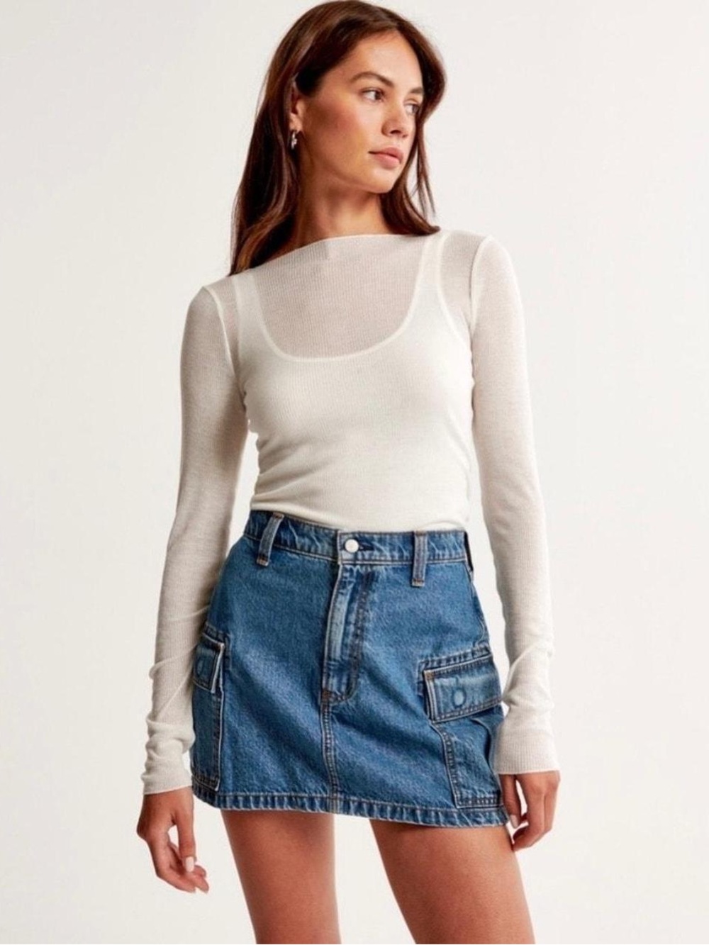 Abercrombie & Fitch Denim Cargo Mini Skirt - Blue